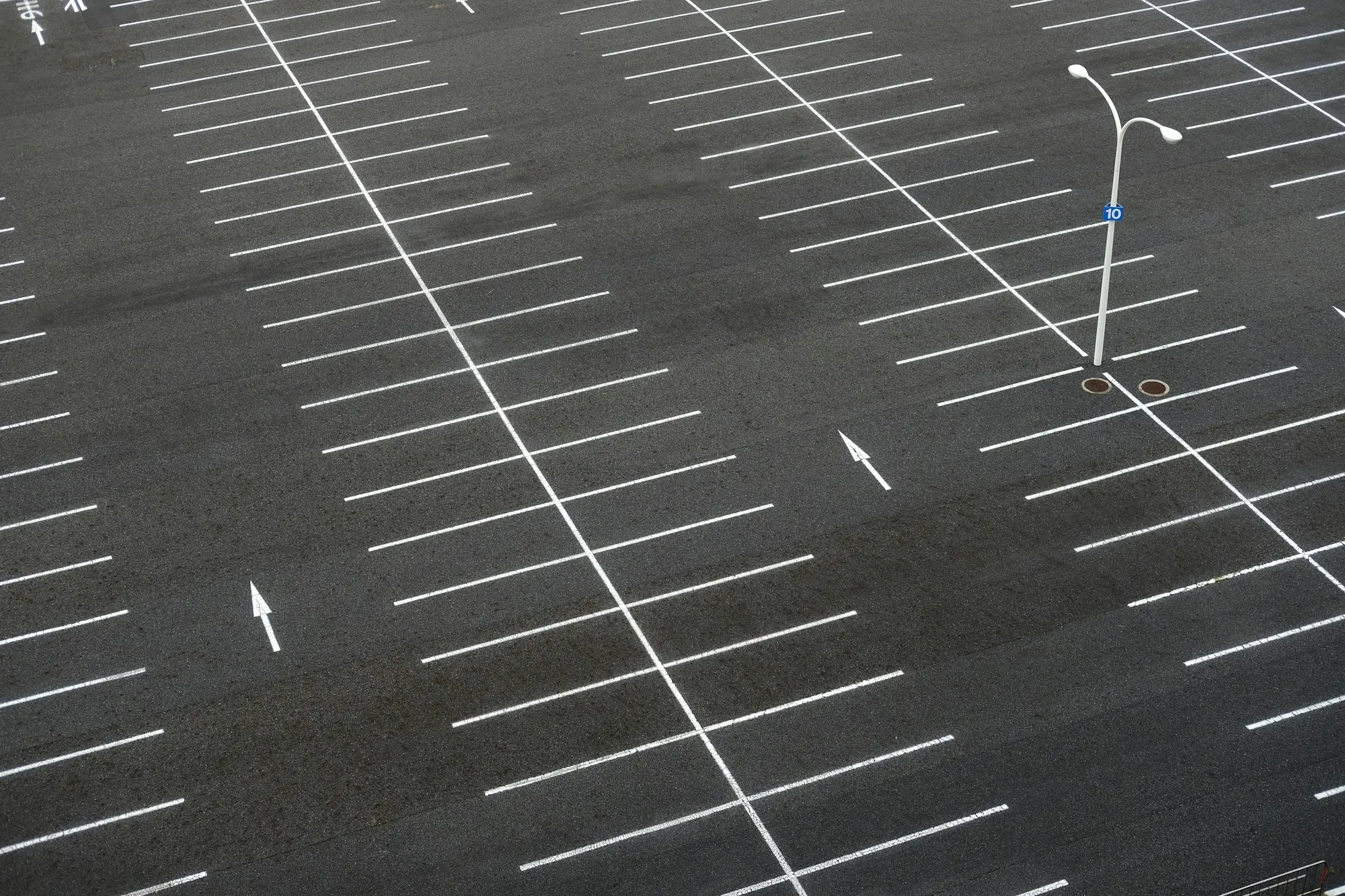 Empty parking lot with fresh striping